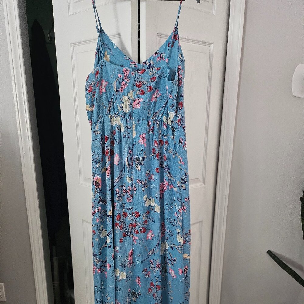 Collective Concepts - Blue Floral Maxi Dress with built in liner - Size Large
